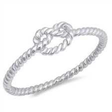 Rope Knot Ring Genuine Sterling Silver 925 Rhodium Plated Height 5 mm Size 8