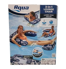 Aqua Leisure Deluxe 3-in-1 Lounge Chair Swimming Pool Float Inflatable Water Mat