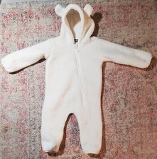 Land' End 1pc Bear Off White/Ivory Bunting Snowsuit-SZ 18 Mos/23-26 lbs./29"-31"