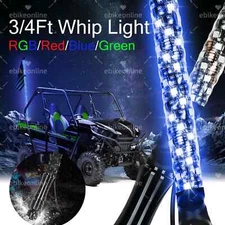 3-4FT LED RGB/Red/Green/Blue Whip Lights Pole For Polaris RZR Can-am UTV