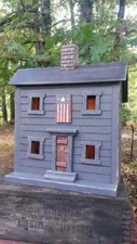 Americana ,  Flag , Lighted House , Americana House , Primitive Birdhouse, OOAK