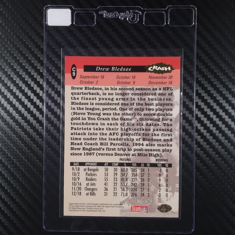 1994 Upper Deck CC Crash the Game Gold Drew Bledsoe #C9 - Taby Card™ NM-MT 8.5 - Image 2 of 2