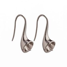 Ear Wires Earrings Settings with Round Cup and Peg Mounting in Sterling Silver
