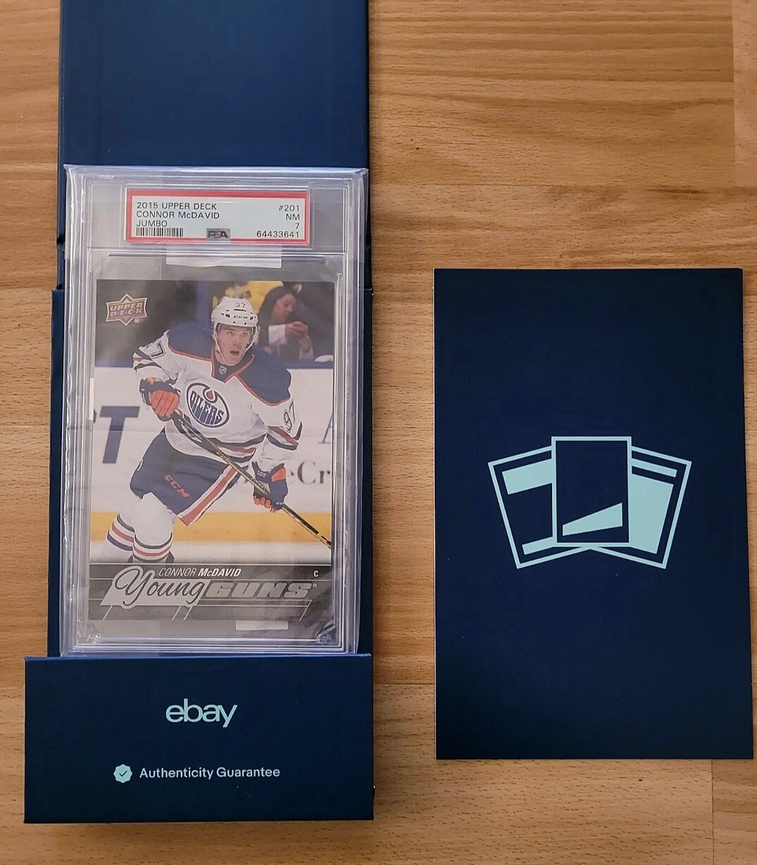 Connor McDavid Upper Deck Young Guns JUMBO RC #201 PSA 7 Oilers view 3
