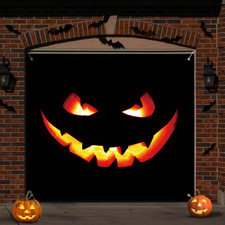 Halloween Garage Door Decoration Banner, Pumpkin, 7 X 8 Ft