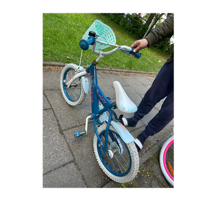 Disney Frozen II Kinderfahrrad 16 Zoll Cityrad blau-weiß mit Korb