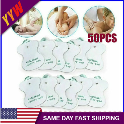 50 X Snap On Replacement Electrode Pads Bulk For Tens Unit Therapy Massager