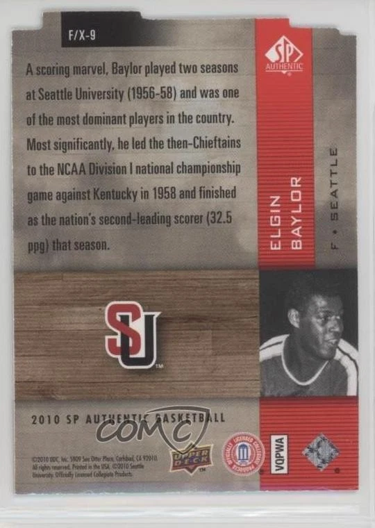 2010-11 SP Authentic Special FX Elgin Baylor #F/X-9 HOF - Image 2 of 2