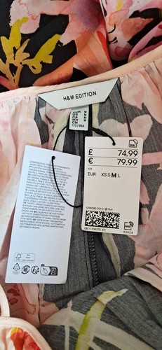 H&M STUDIO 2025 PEACH TROPICAL RAINFOREST PARROTS VOLUMINOUS DRESS - Picture 14 of 16