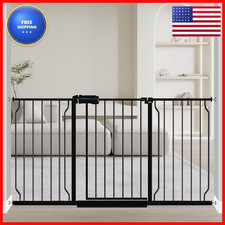 Fairy Baby Extra Wide Baby Gate Black 57.5-62 Inch Wide Walk Through Pressure