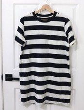 Everlane Organic Cotton Weekend T Shirt Pocket Mini Dress, Navy And Off White M