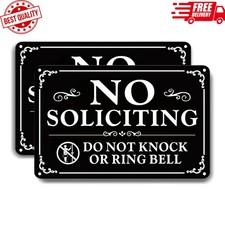 2 Pack No Soliciting Sign for Front Door,9 X 6 Inches Self-Adhesive No Solicitin