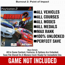 Burnout 2 Point of Impact 100 PS2 Memory Card CHEATS ITEMS