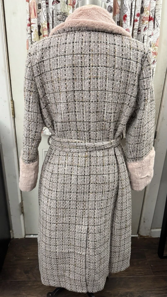 Chaquetón largo manga larga rosa boucle talla 14/16 Eloquii para mujer Foto 2 de 4