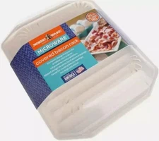 Microwave Bacon Rack with Lid Hot Dog Sausage Grill Pan Tray Cooker Cookware USA