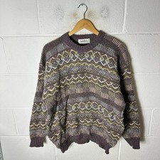Vintage Antartex Jumper Mens XL Purple Shetland Wool Fairisle Nordic Knit Chunky