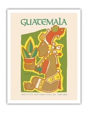 Guatemala - Yum Kax, Dios Del Maiz (Lord of The Forest) - Vintage Travel Poster