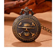 Pocket Watch Pirate Skull Captain Quartz Pocket Watch with Necklace Chain W3