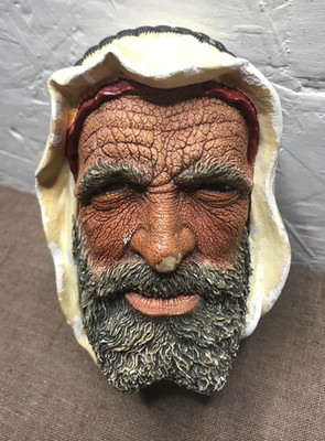 Vintage Bossons Arab Sheik Chalkware Head Wall Plaque Made in England