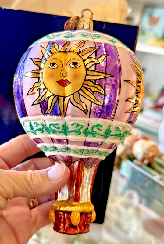 Christopher RADKO Flights of Fancy Hot Air Balloon Sun Glass Christmas Ornament