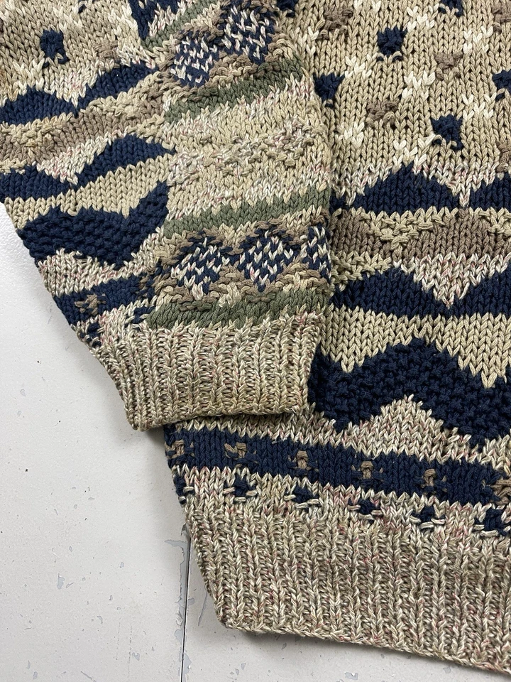 Geoffrey Beene Hand Knit Sweater Men Size XL Brown Cable Knit Pullover - Image 4 of 4