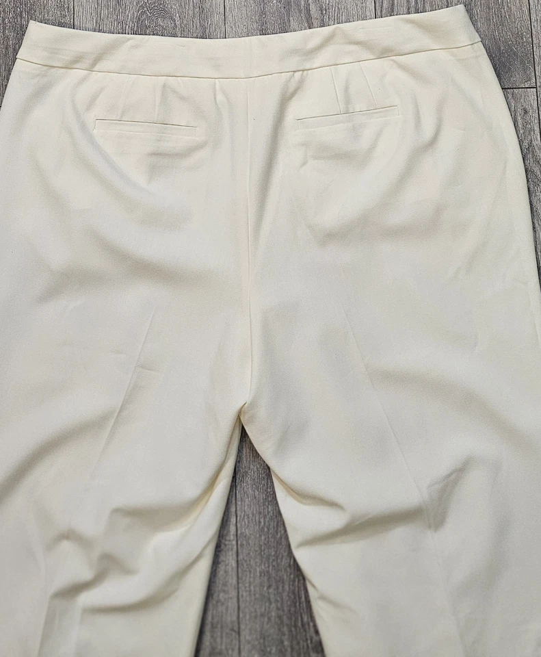 复古 90 年代 Y2K Liz Claiborne 西装裤长裤奶油色女式 20W 码宽松人造丝 — 第 3/4 张图片