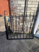 Decorative Wrought Iron Metal Garden Gate Panel Black And Gold Traditional Style