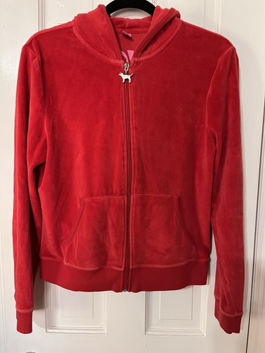Victoria’s Secret Love 90’s Pink Red Velour Zip Y2K Jacket Size Large L - Bild 1 von 6