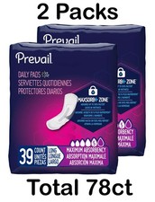 Prevail Incontinence Bladder Maximum Absorbency Control Pads, Long, 78 Count