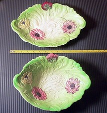 Antique Shorter & Son Staffordshire Art Deco Majolica Green Serving Bowls