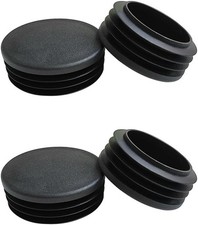 4 Pcs 38mm 1.5 Inch Round Plastic Plugs, Black Pipe Tubing End Cap for Round
