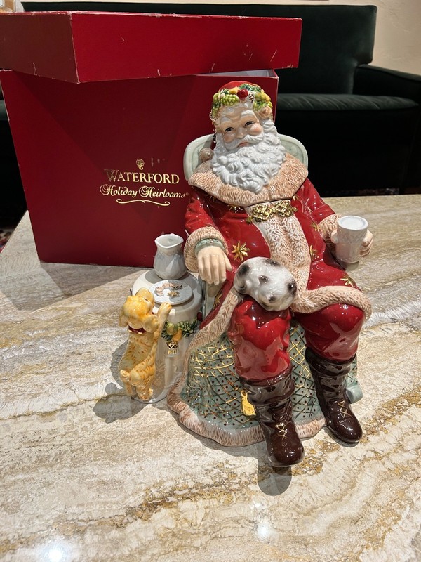 Waterford Holiday Heirlooms St Nicholas Cookie Jar Santa Dog Cat Box 124840 Mint