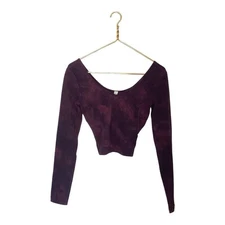 EUC Lululemon Align Dark Red Black Long Sleeve Cropped Athletic Top 4