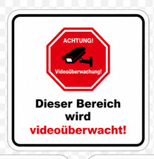 Dieser Bereich wird video&uuml;berwacht! PVC-Warnschilder wetterfest f&uuml;r Au&szlig;enbereich