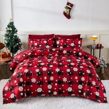 Christmas Bedding Set, Christmas Comforter Set Size 7 Piece Red plaid Queen