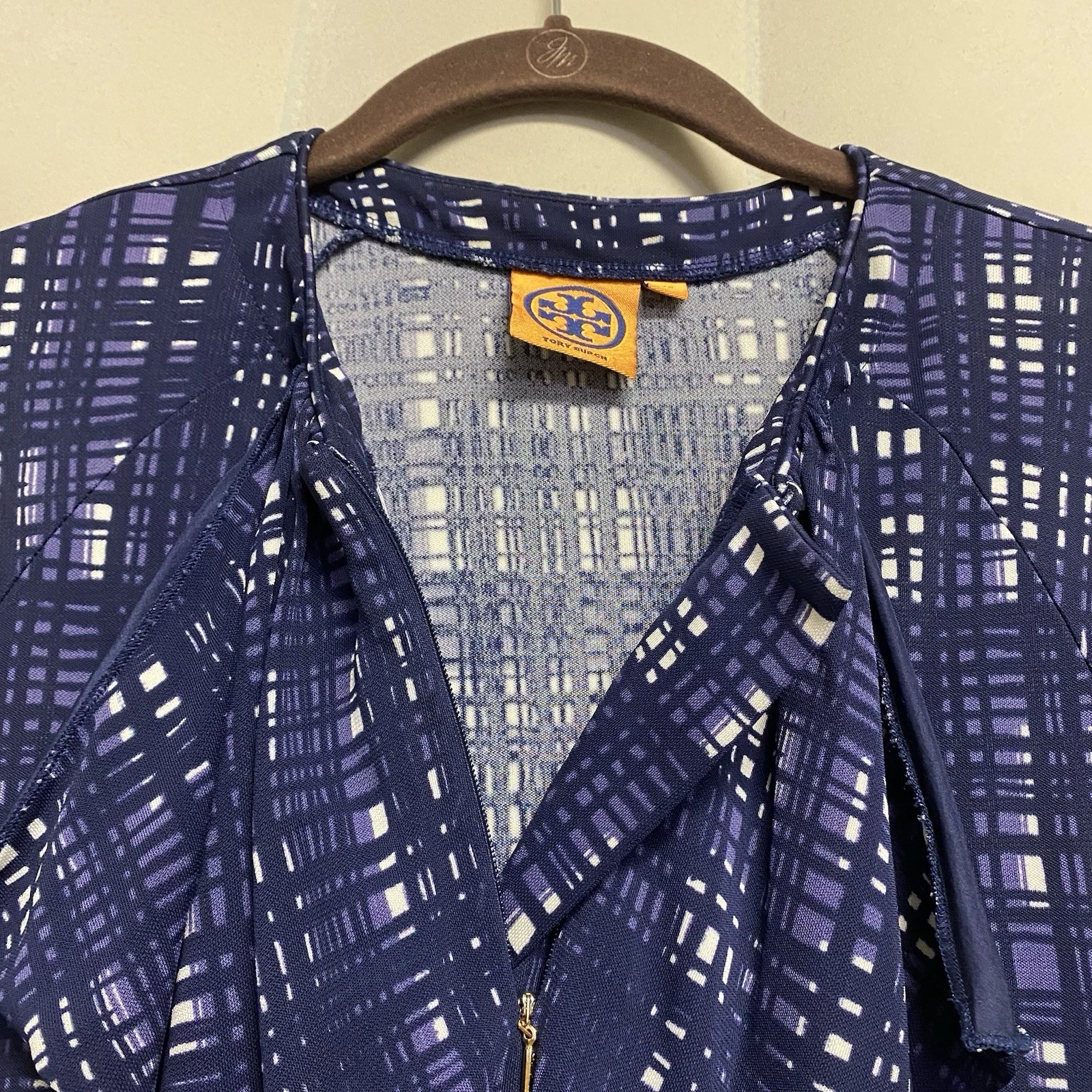 Abito donna Tory Burch Clementine XS a quadri con volant designer lusso femminile