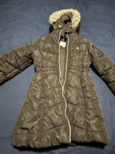 Clavin Klein Coat Girls Size 5-6 Fur Hood Puffer Jacket Black