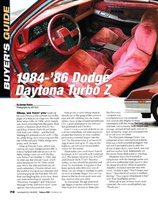 1984-86 DODGE DAYTONA TURBO Z VINTAGE BUYERS GUIDE ARTICLE-HEMMINGS FEBRUARY 06