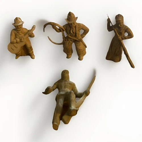 Lot of Four original vintage Marx Fort Apache Stockade playset, vinyl Pioneers