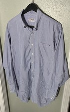 Turnbull  Asser BESPOKE Made in England Blue Striped Shirt 3Btn Cuff Sz 17 - 35
