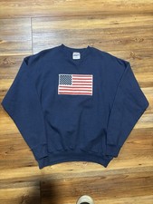 Vintage American Flag Pullover Sweatshirt Size Large