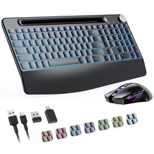 2.4G Wireless Keyboard with , Backlit Wireless Keyboard Combo,Rechargeable,wi...