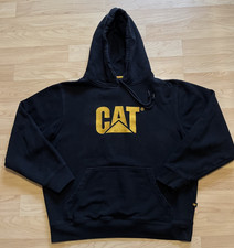 CAT Caterpilar Hoodie Men's L Black Embroidered Logo Workwear Outdoor