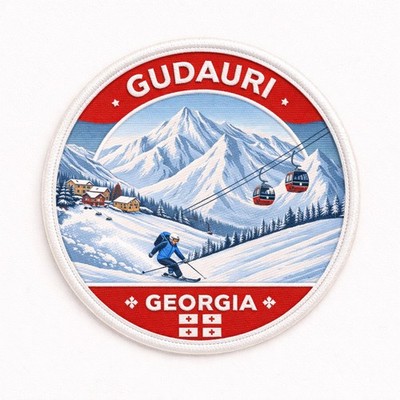 Gudauri Georgia Ski Skifahren 3'' Farbe Sublimation Patch Abzeichen