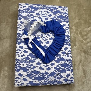 Vtg Blue White Floral Lace Photo Album 3-Ring Binder Grannycore Cottage-core