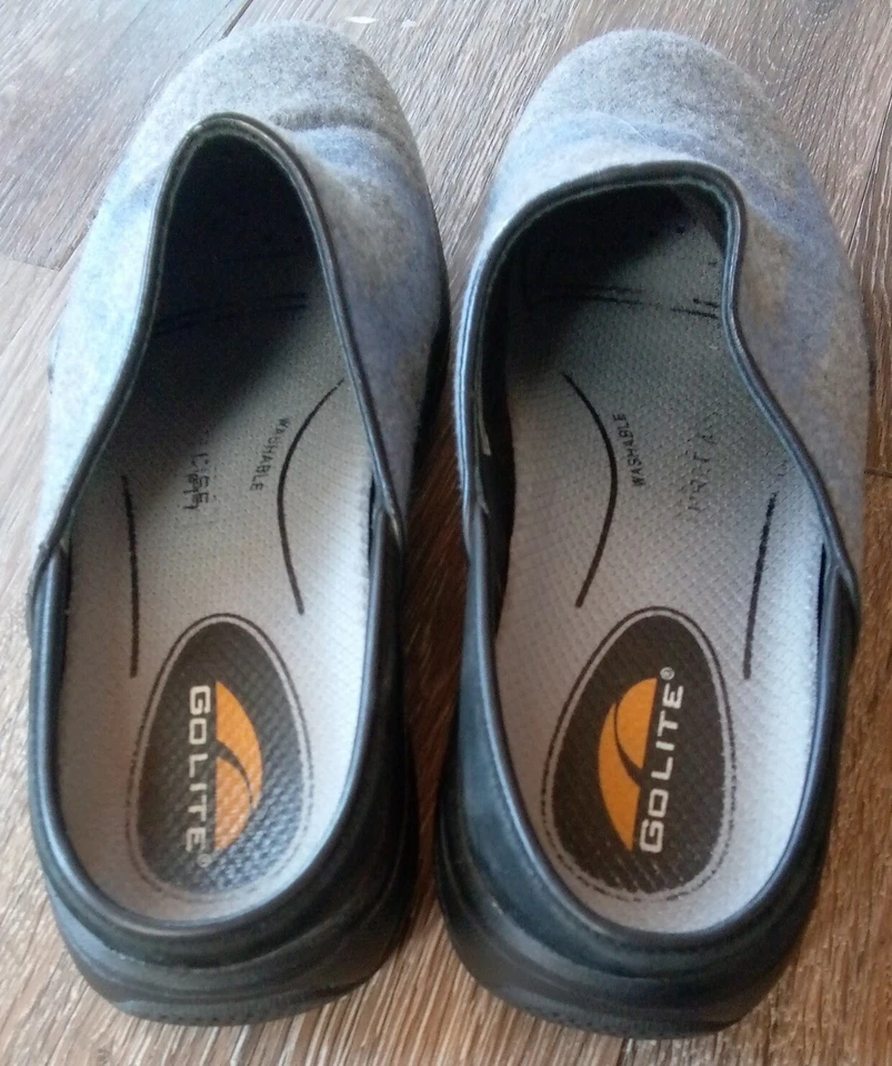 Zapatos sin cordones GoLite para mujer 6,5 "Moon Lite" zuecos mulas grises y azules lavables ¡EXCELENTE ESTADO! Foto 4 de 4