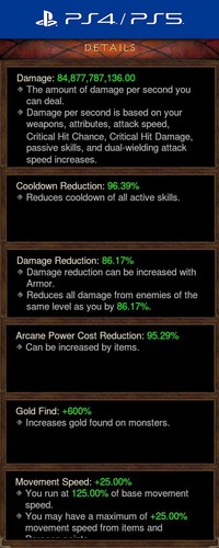 Diablo 3 RoS PS4 Softcore Primal Antiguo Modded Wizard Set Delsere's Magnum Opus - Imagen 2 de 5