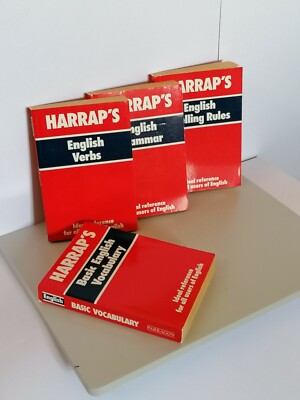 Four Harrap's English Study Aids - Verbs, Grammar, Spelling Rules & Vocabulary