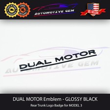 Tesla DUAL MOTOR Emblem GLOSS BLACK Model 3 & Y Rear Lid Trunk Emblem Logo Badge