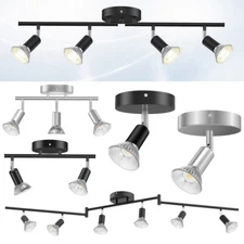 GU10 Modern 1-6 Lights Track Lighting Kit Flush Mount Ceiling Wall Spot Lights 